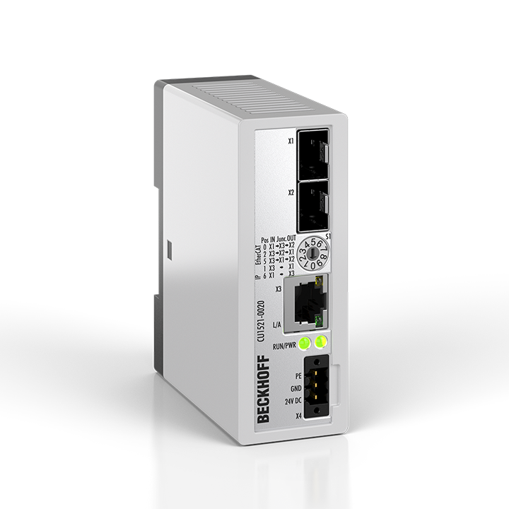 CU1521-0020 | Infrastructure, media converter, 3-port junction, Ethernet/EtherCAT, 1000/100 Mbit/s, 24 V DC, SFP