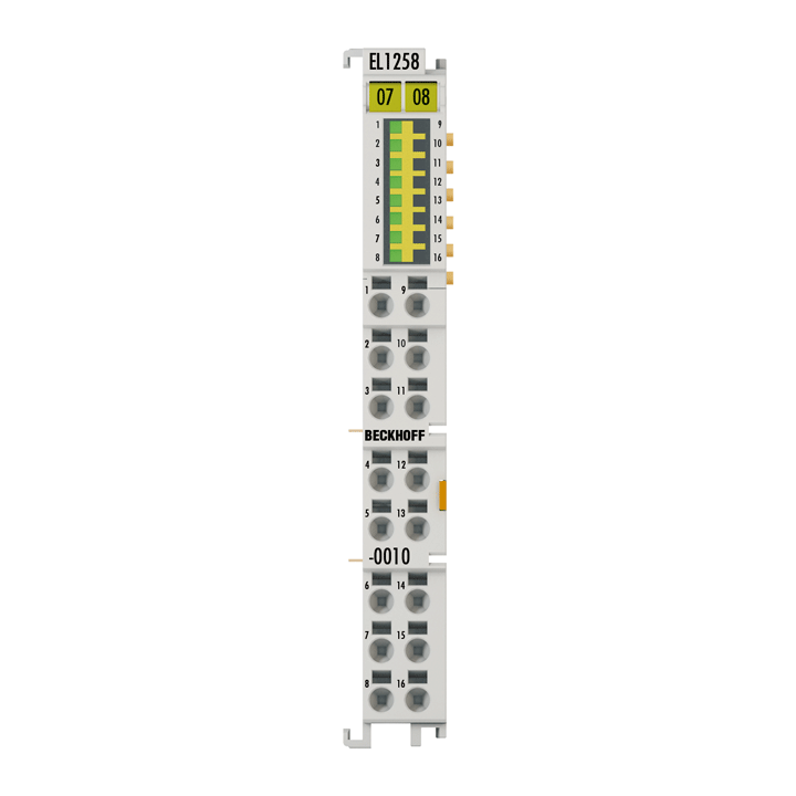 EL1258-0010 | EtherCAT-Klemme, 8-Kanal-Digital-Eingang, 24 V DC, 1 µs, masseschaltend, Multi-Timestamp