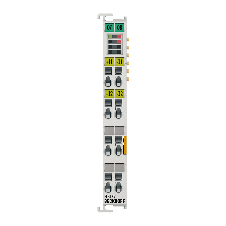 EL3172 | EtherCAT-Klemme, 2-Kanal-Analog-Eingang, Multifunktion, ±10 V, ±20 mA, 16 Bit