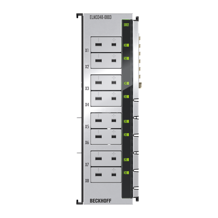 ELM3348-0003 | EtherCAT Terminal, 8-channel analog input, temperature, thermocouple, 24 bit, high-precision, 1 ksps, Mini-TC universal