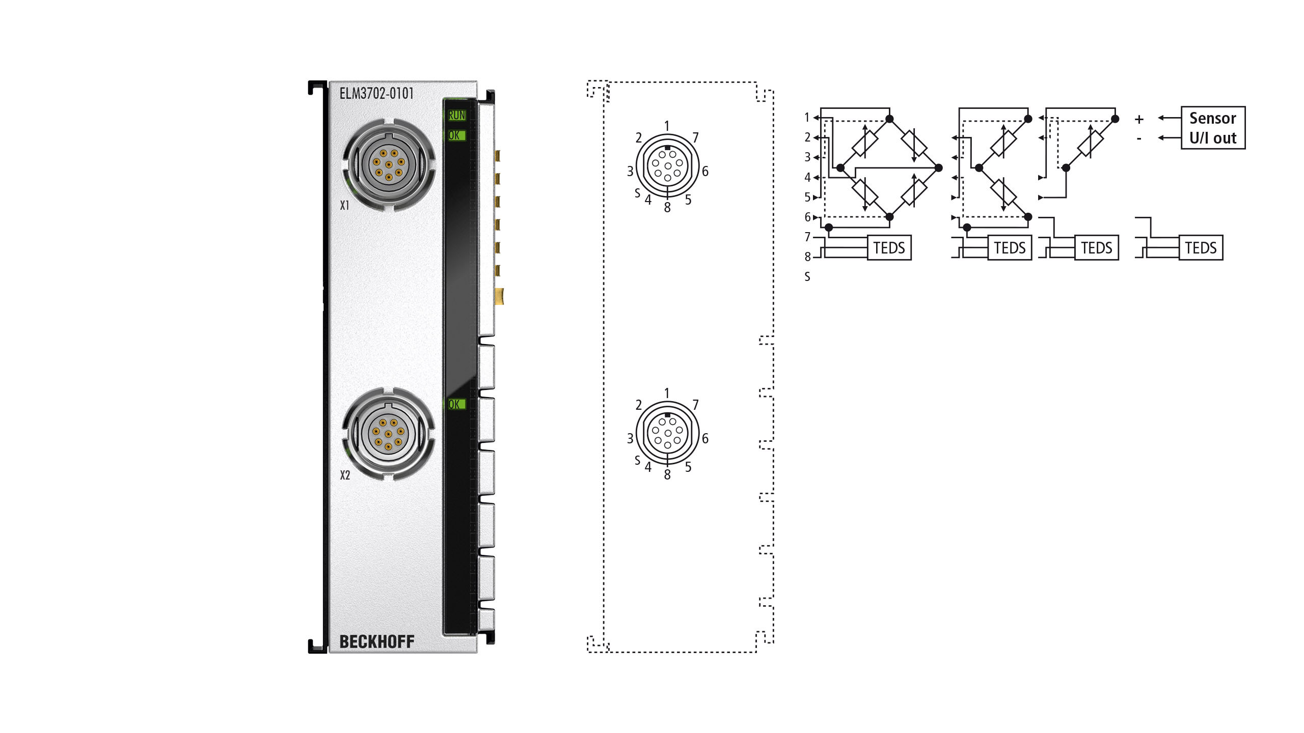 ELM3702-0101 | EtherCAT Terminal, 2-channel analog input, multi-function, 24 bit, 10 ksps, electrically isolated, LEMO