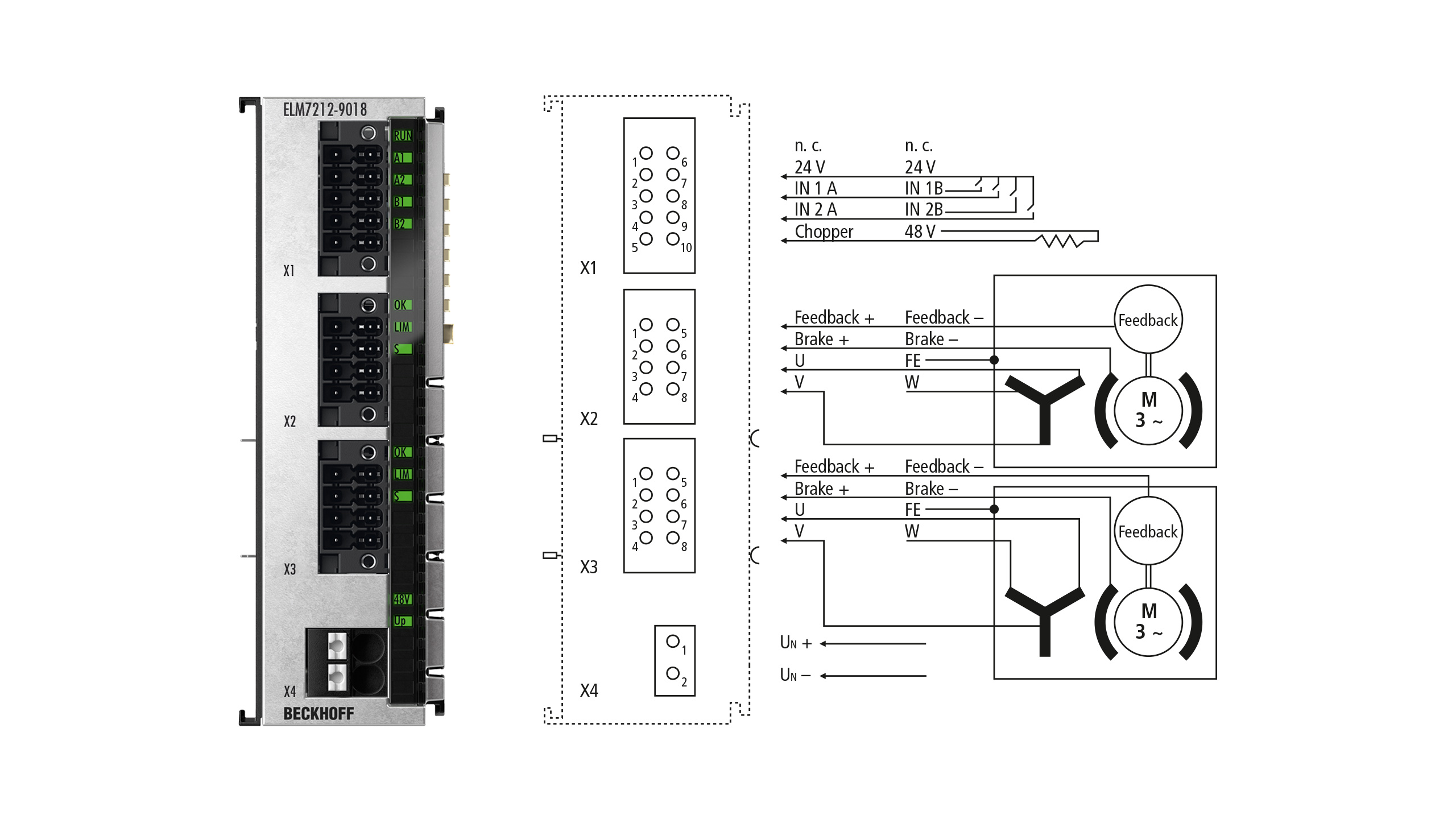 ELM7212-9018 | EtherCAT-Klemme, 2-Kanal-Motion-Interface, Servomotor, 48 V DC, 4,5 A, OCT, STO, Safe Motion, TwinSAFE Logic