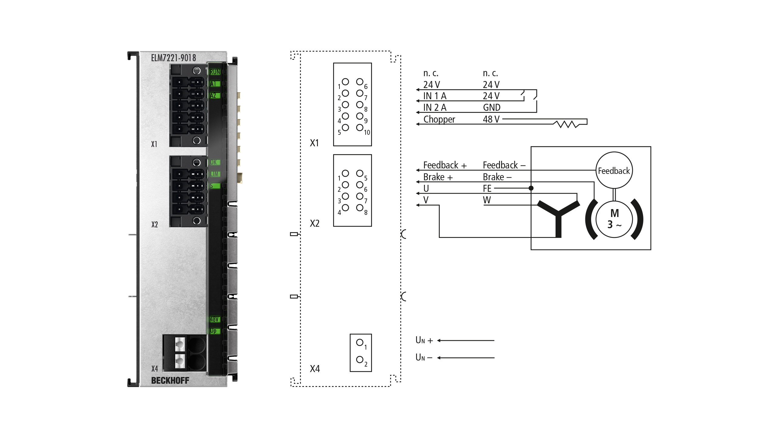 ELM7221-9018 | EtherCAT Terminal, 1-channel motion interface, servomotor, 48 V DC, 8 A, OCT, STO, Safe Motion, TwinSAFE Logic