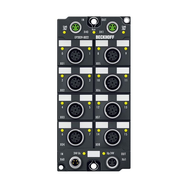 EP2839-0022 | EtherCAT Box, 16-channel digital output, 24 V DC, 0.5 A, M12, with diagnostics