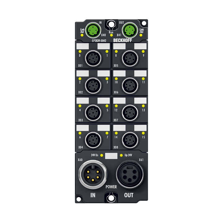 EP2839-0042 | EtherCAT Box, 16-channel digital output, 24 V DC, 0.5 A, M12, with diagnostics