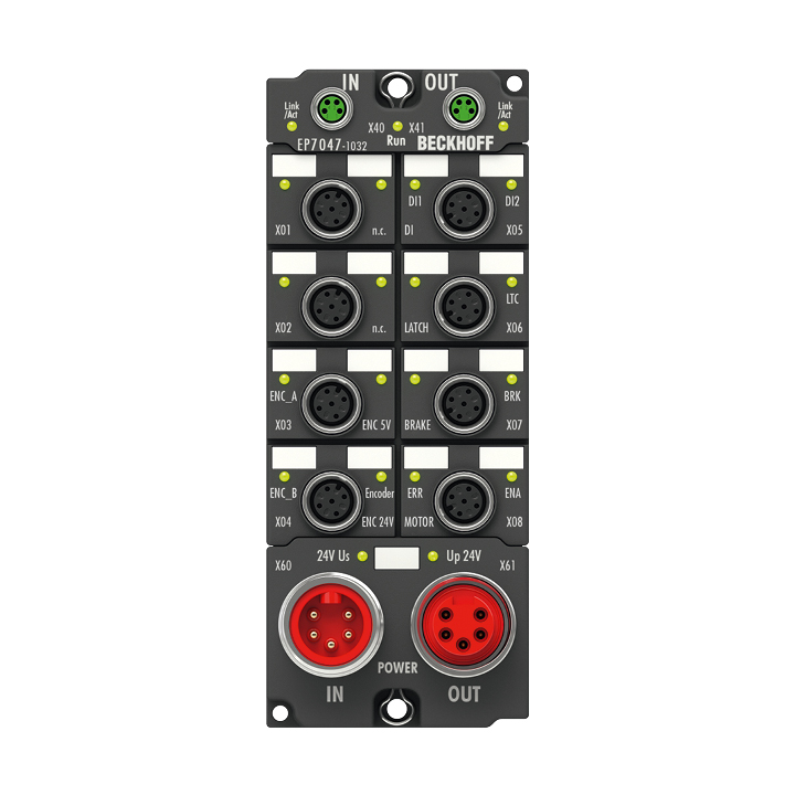 EP7047-1032 | EtherCAT Box, 1-channel motion interface, stepper motor, 48 V DC, 5 A, vector control, M12, with incremental encoder