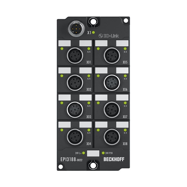 EPI3188-0022 | IO-Link box, 8-channel analog input, multi-function, ±10 V, 0/4…±20 mA, 16 bit, single-ended, M12