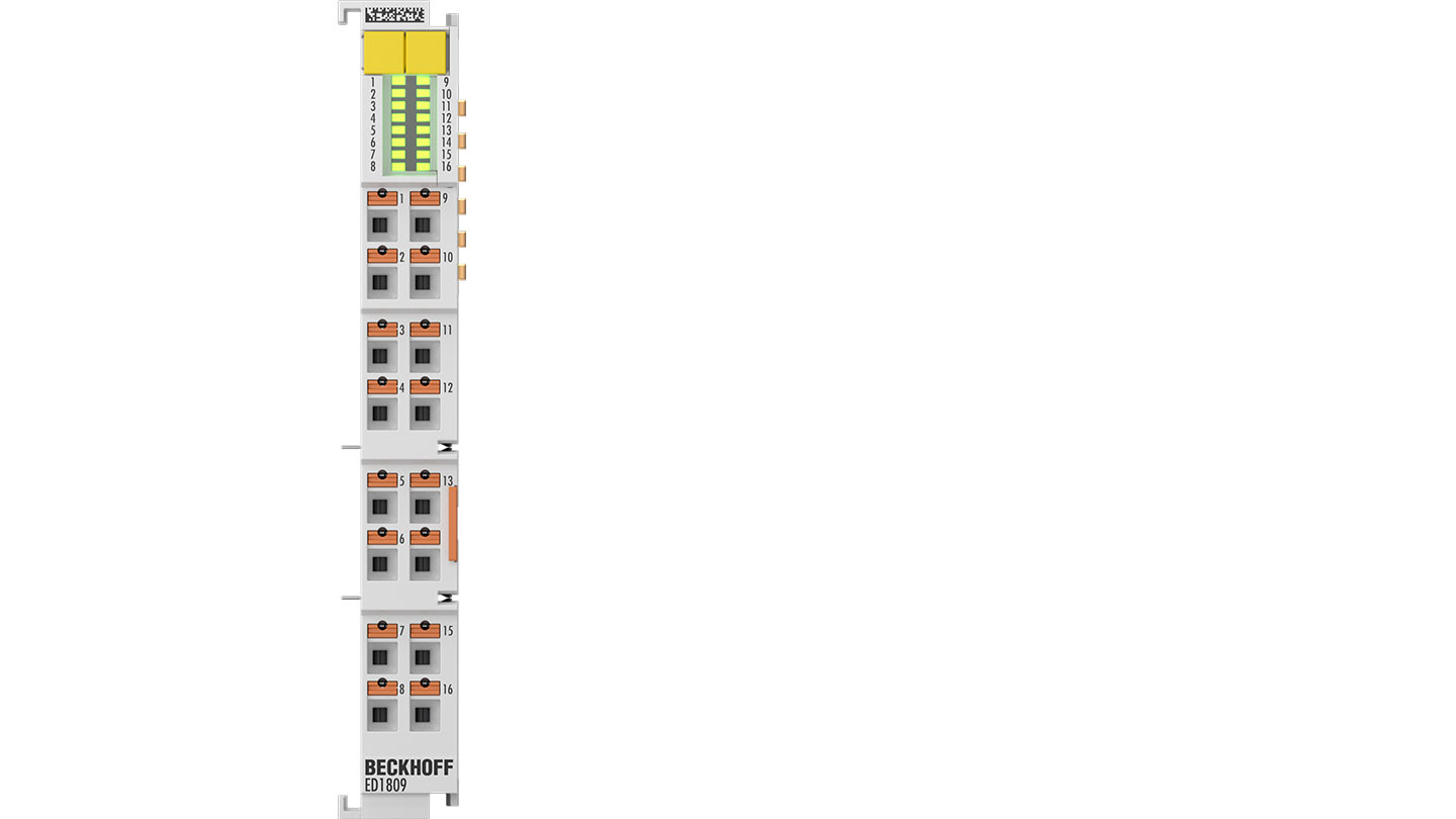ED1809 | EtherCAT Terminal, 16-channel digital input, 24 V DC, 3 ms, push-in
