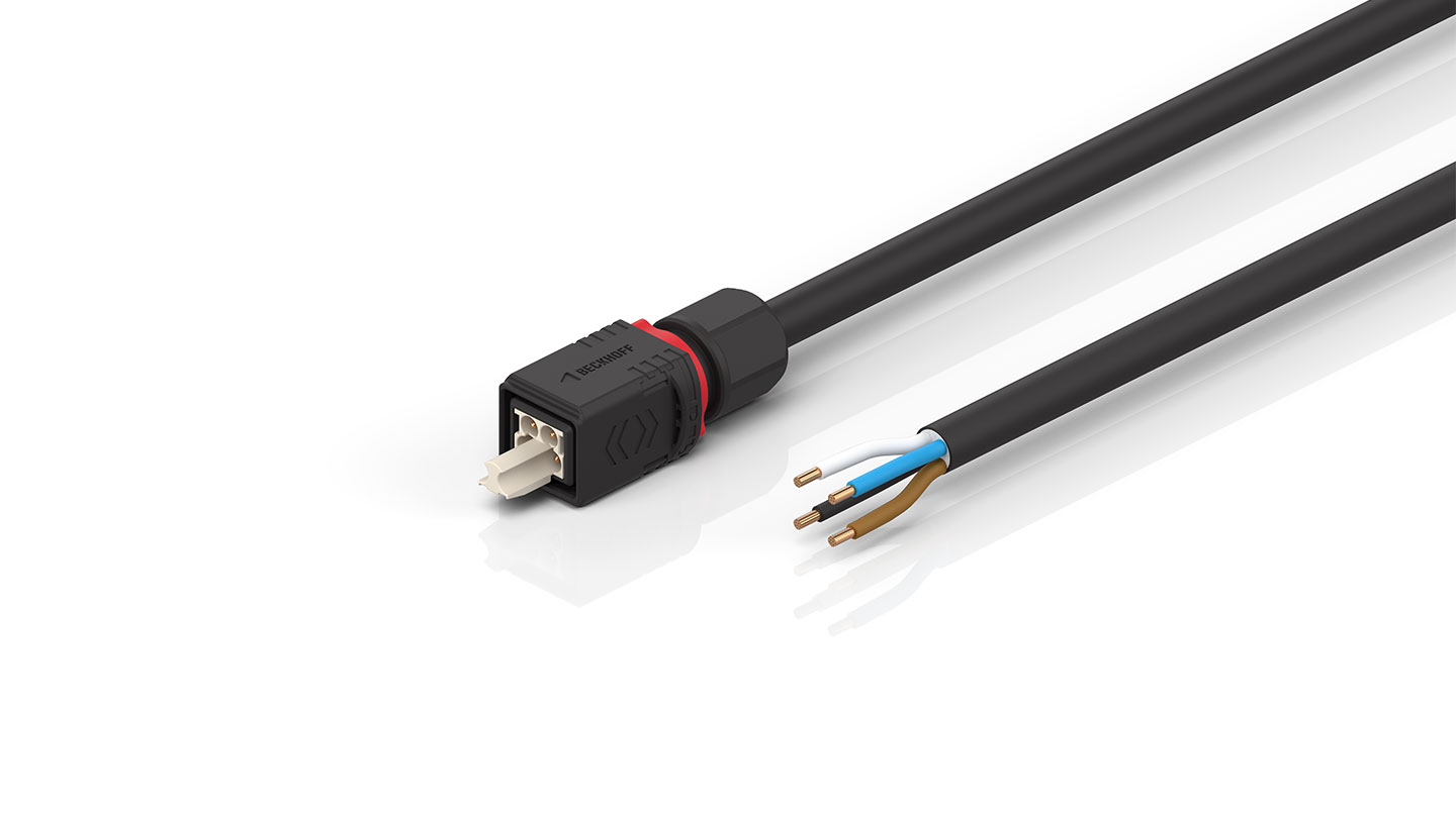 C9900-K970…K977 | Power cable, PUR, 4 x 2.50 mm², drag-chain suitable, black