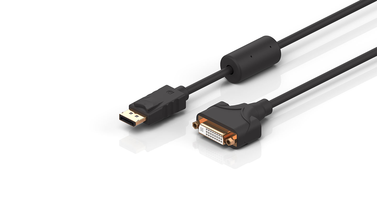 C9900-Z564 | DisplayPort Adapter with video converter, shielded, PVC, 5 x 2 x AWG32 + 4 x AWG32 + 1 x AWG28, fixed installation, black