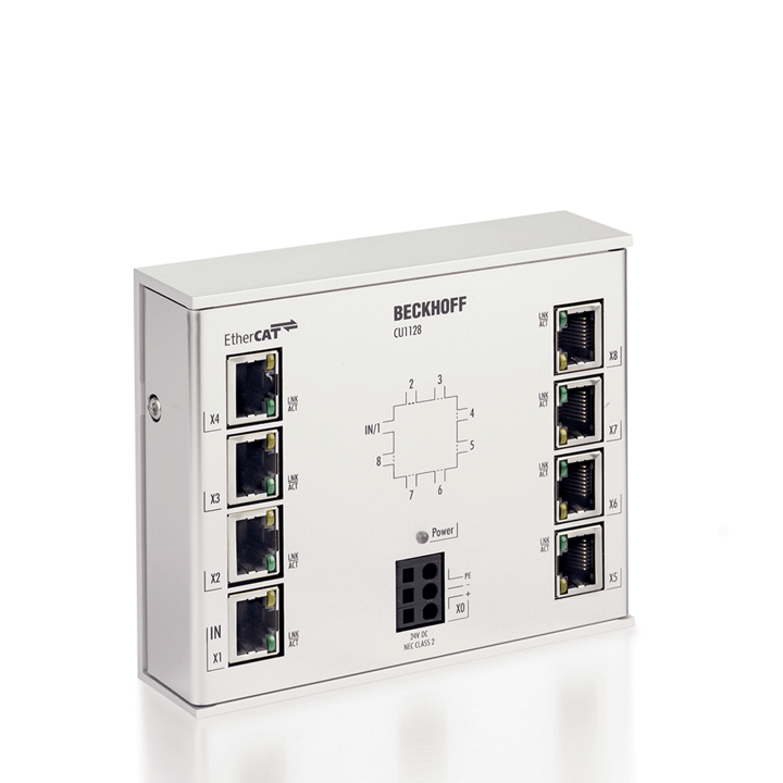 Cu1128 Infrastructure 8 Port Junction Ethercat 100 Mbits 24 V Dc