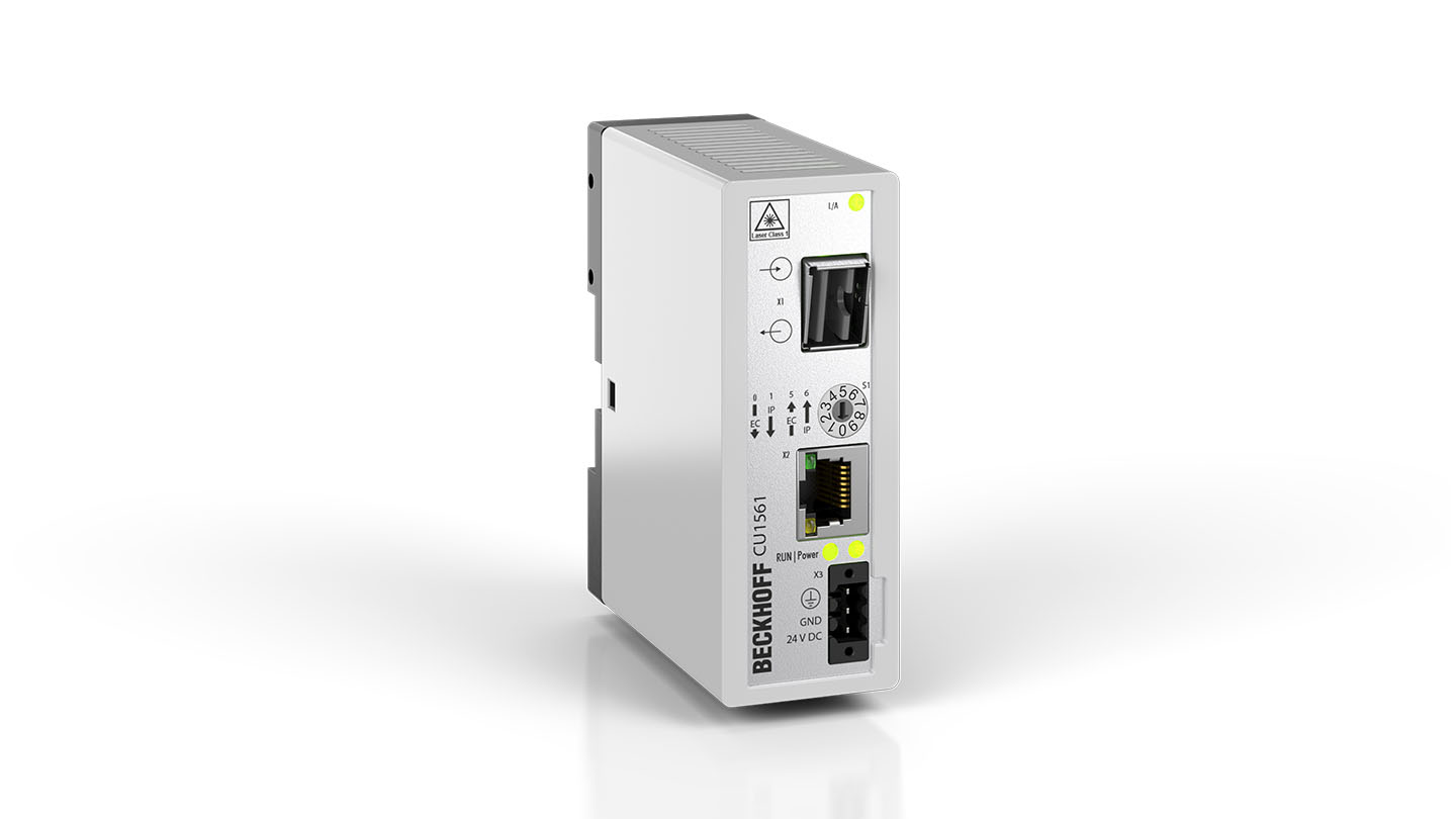 CU1561 | Infrastructure, media converter, Ethernet/EtherCAT, 100 Mbit/s, 24 V DC, fiber optic POF
