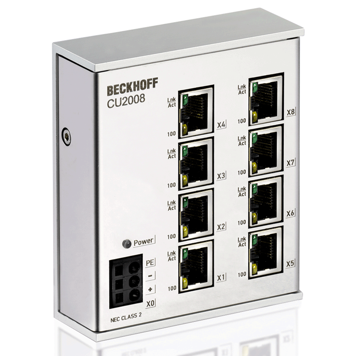 CU2008 | Infrastructure, 8-port switch, Ethernet, 100 Mbit/s, 24 V DC, RJ45