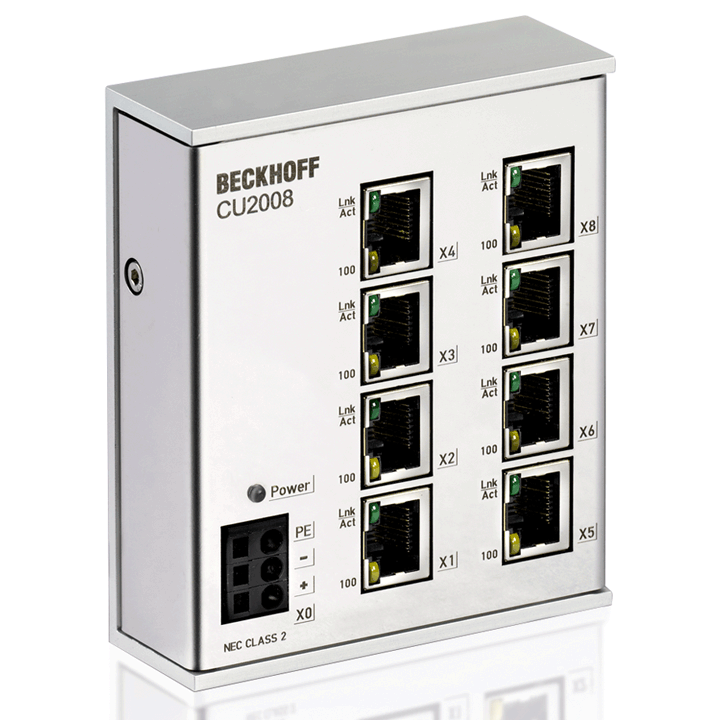 CU2208, Infrastructure, 8-port switch, Ethernet, 1 Gbit/s, 24 V DC, RJ45