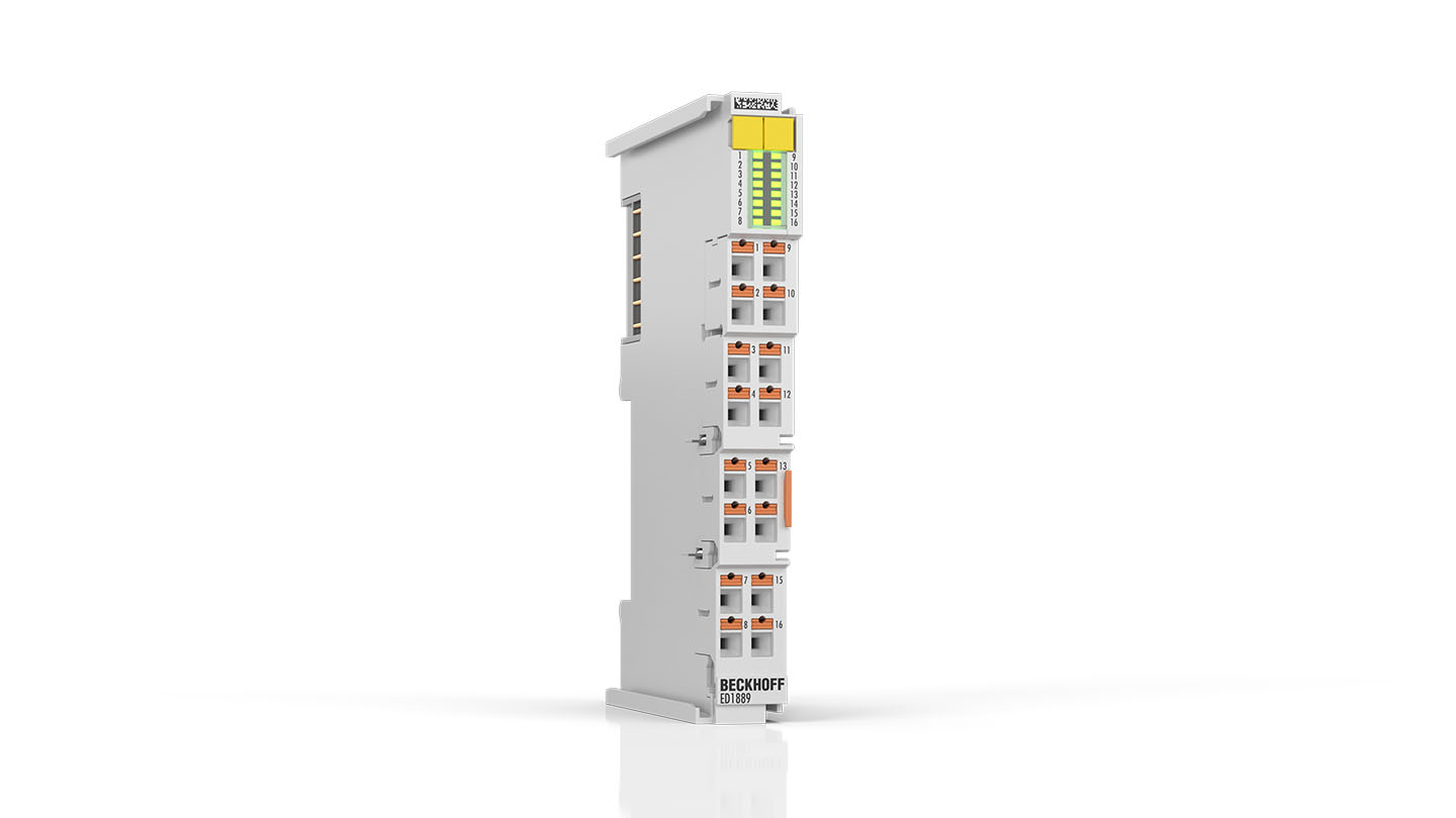ED1889 | EtherCAT Terminal, 16-channel digital input, 24 V DC, 3 ms, ground switching, push-in