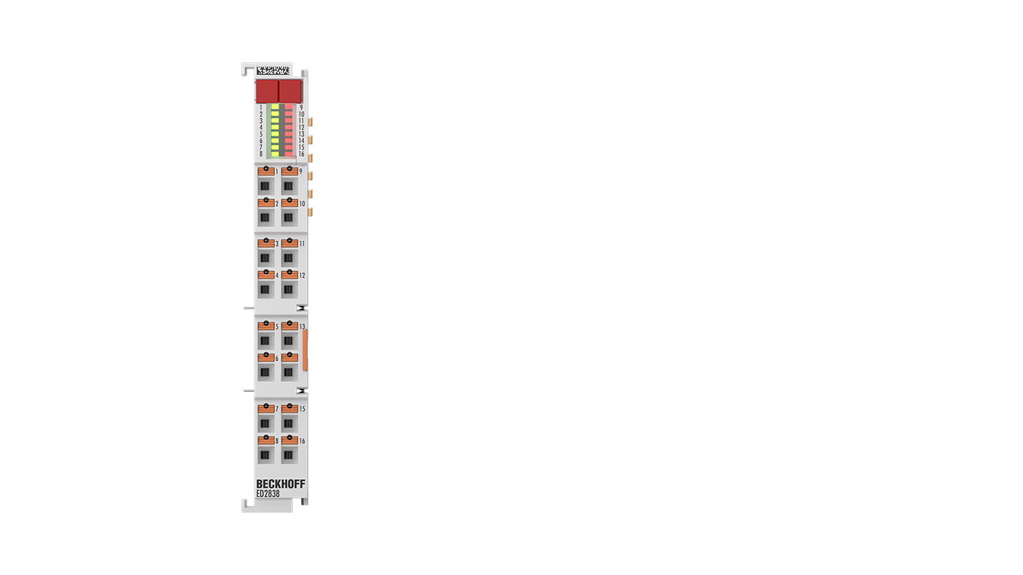 ED2838 | EtherCAT Terminal, 8-channel digital output, 24 V DC, 2 A, push-in, with channel diagnostics