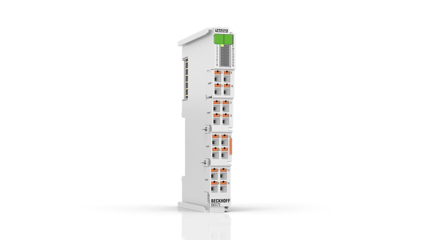ED3172 | EtherCAT Terminal, 2-channel analog input, multi-function, ±10 V, ±20 mA, 16 bit, 10 ksps, push-in