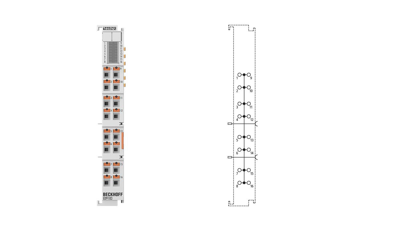 ED9183 | EtherCAT Terminal, potential distribution, 16 x 1 potential, push-in