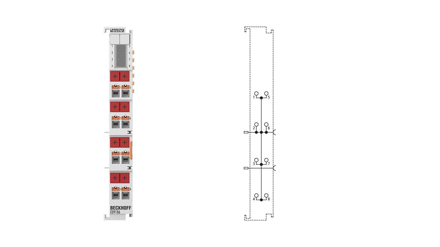 ED9186 | EtherCAT Terminal, potential distribution, 8 x 24 V DC, push-in