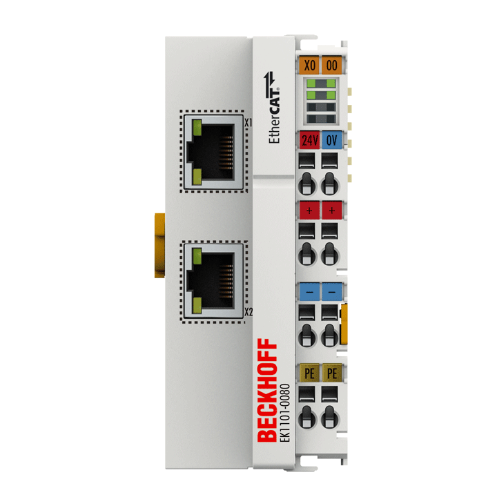 EK1101-0080 | 带 ID 拨码开关的 EtherCAT 耦合器，支持快速热连接