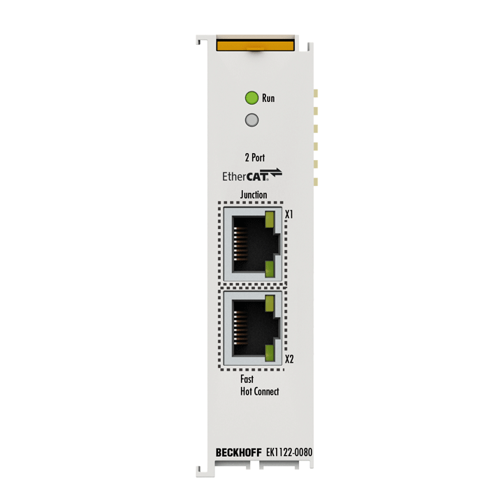 EK1122-0080 | 2 端口 EtherCAT 拓扑扩展模块，快速热连接