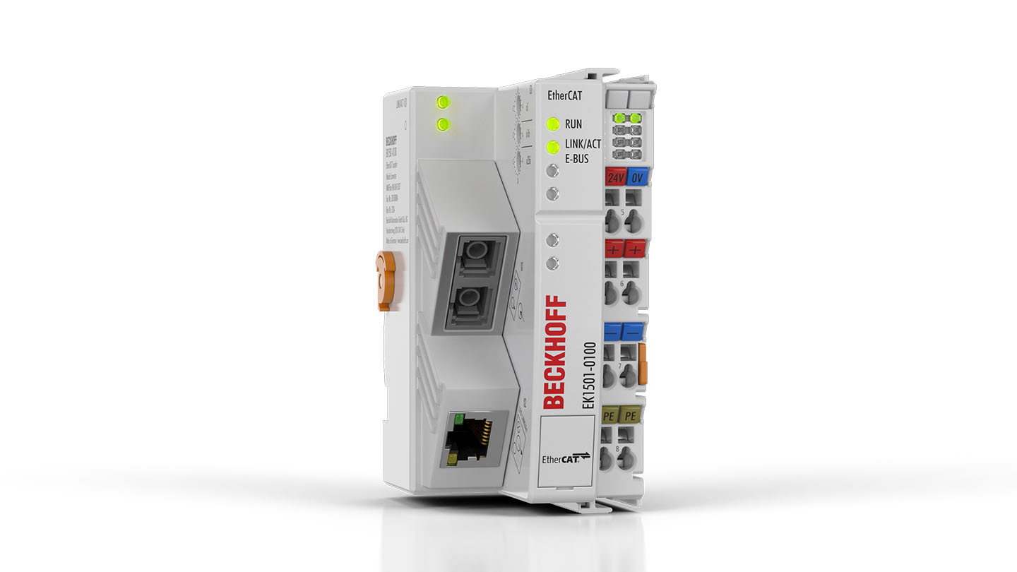 EK1501-0100 | EtherCAT Coupler, media converter (multi-mode fiber optic, RJ45 OUT) with ID switch