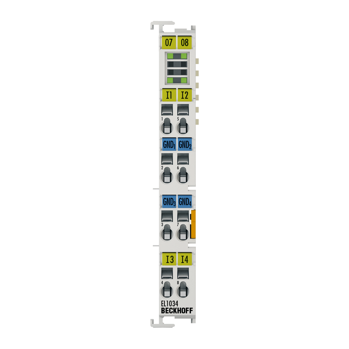 EL1034 | EtherCAT 端子模块，4 通道数字量输入，24 V DC，10 µs，无源