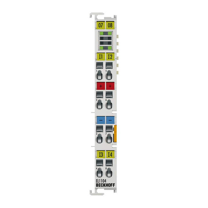 EL1104 | EtherCAT 端子模块，4 通道数字量输入，24 V DC，3 ms，二/三线制连接