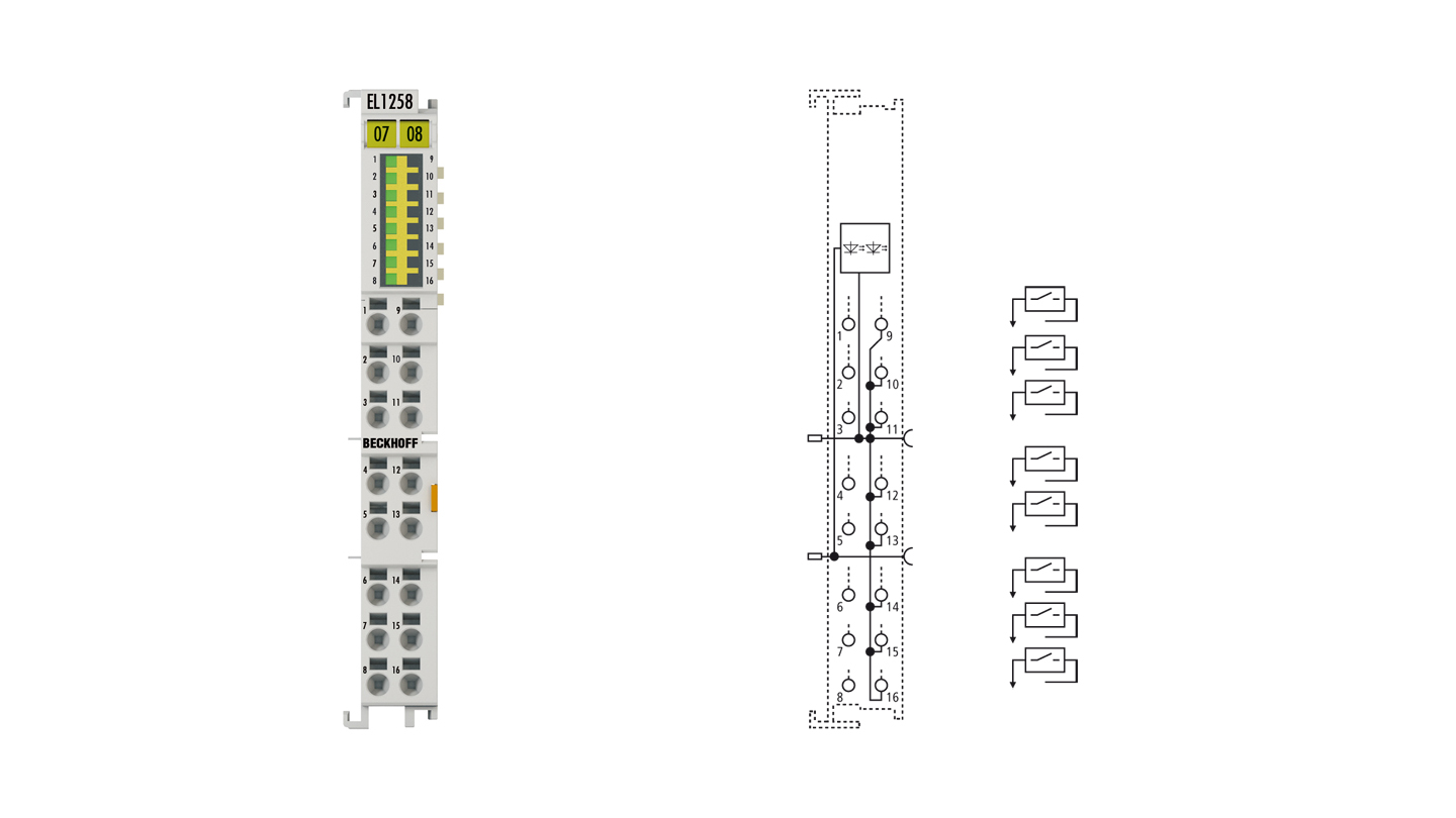 EL1258 | EtherCAT-Klemme, 8-Kanal-Digital-Eingang, 24 V DC, 1 µs, Multi-Timestamp
