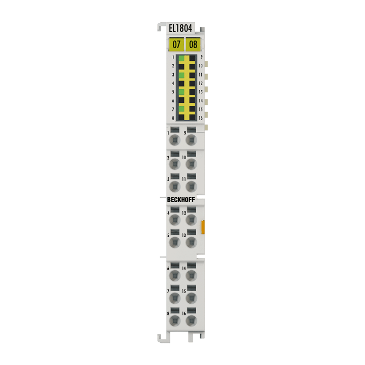 EL1804 | EtherCAT 端子模块，4 通道数字量输入，24 V DC，滤波 3 ms，三线制连接