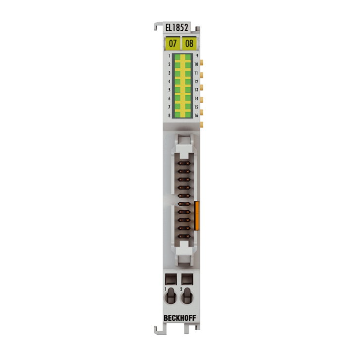 EL1852 | EtherCAT Terminal, 8-channel digital input + 8-channel digital output, 24 V DC, 3 ms, 0.5 A, flat-ribbon cable