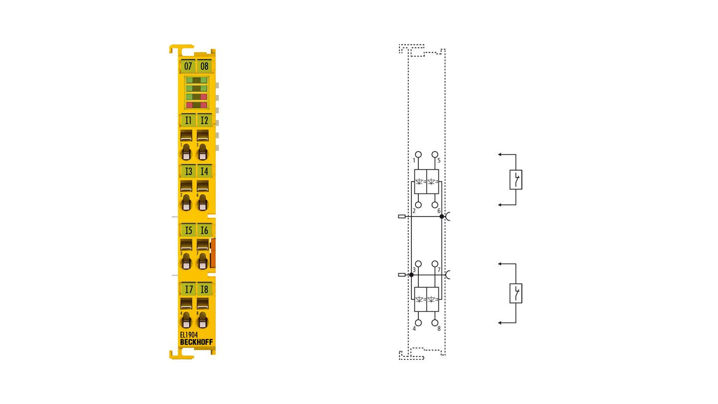 EL1904 EtherCAT Terminal 4 channel Digital Input 24 V DC TwinSAFE EL1904 EtherCAT Terminal 4 channel Digital Input 24 V DC TwinSAFE