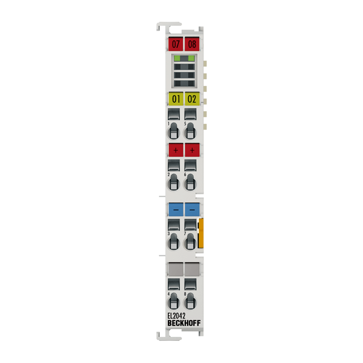 EL2042 | EtherCAT 端子模块，2 通道数字量输出，24 V DC，2 x 4 A/1 x 8 A