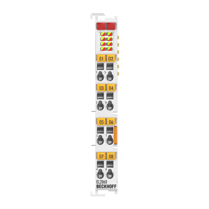 EL2068 | EtherCAT 端子模块，8 通道数字量输出，24 V DC，0.5 A，带诊断功能