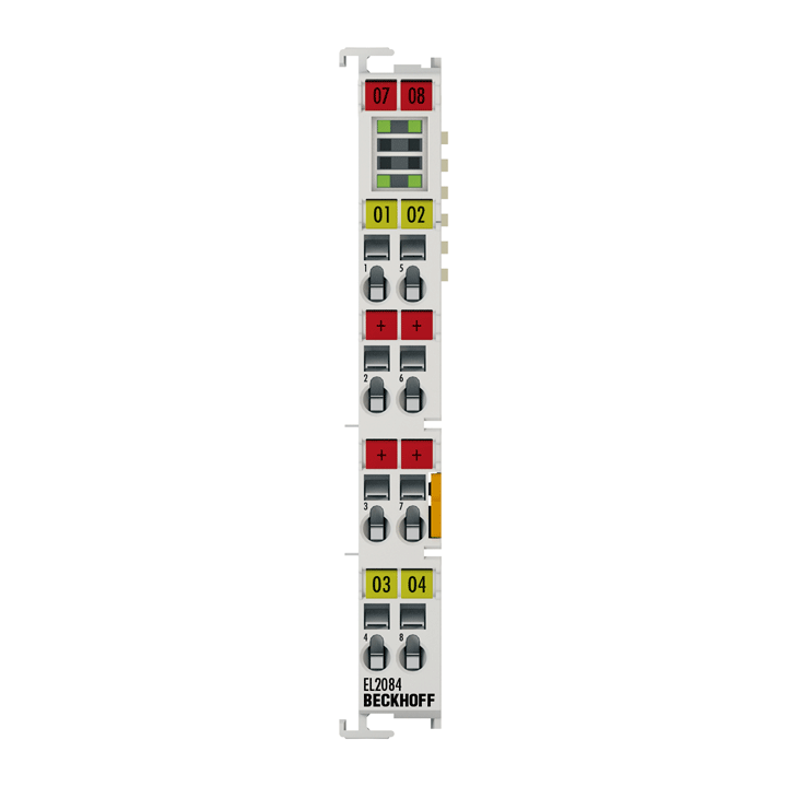 EL2084 | EtherCAT 端子模块，4 通道数字量输出，24 V DC，0.5 A，NPN