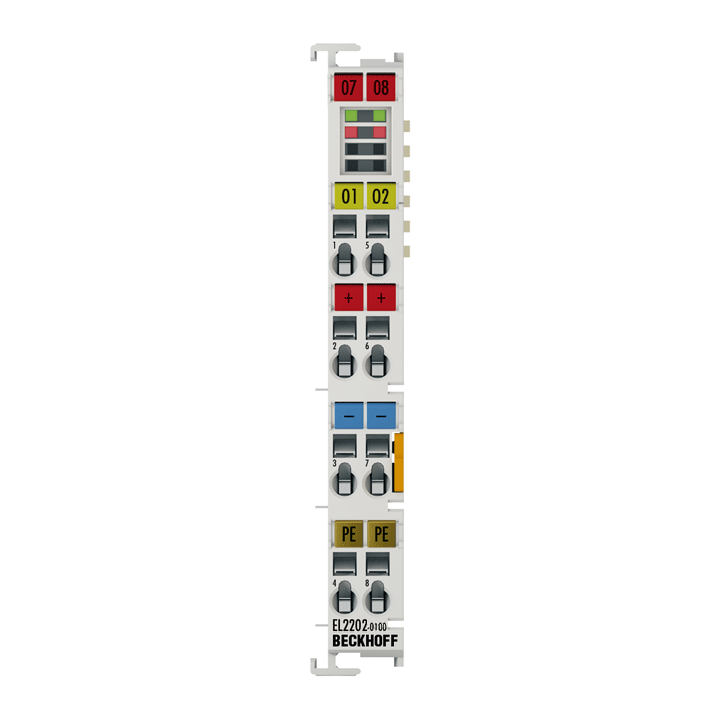 EL2202-0100 | EtherCAT Terminal, 2-channel digital output, 24 V DC, 0.5 A, push-pull, tristate, distributed clocks