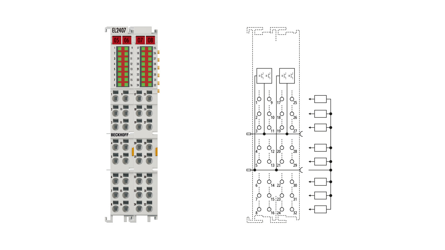 EL2407 | EtherCAT Terminal, 32-channel digital output, 24 V DC, 0.5 A