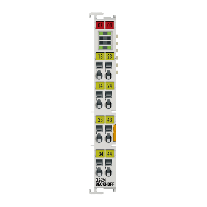 EL2624 | EtherCAT 端子模块，4 通道继电器输出，125 V AC，30 V DC，0.5 A AC，2 A DC