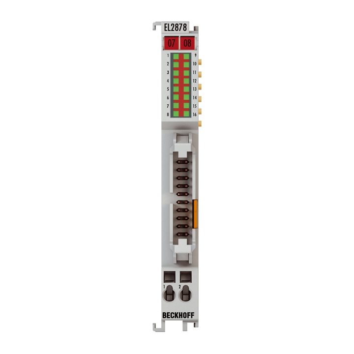 EL2878-0005 | EtherCAT Terminal, 8-channel digital output, 24 V DC, 0.5 A, flat-ribbon cable, with diagnostics