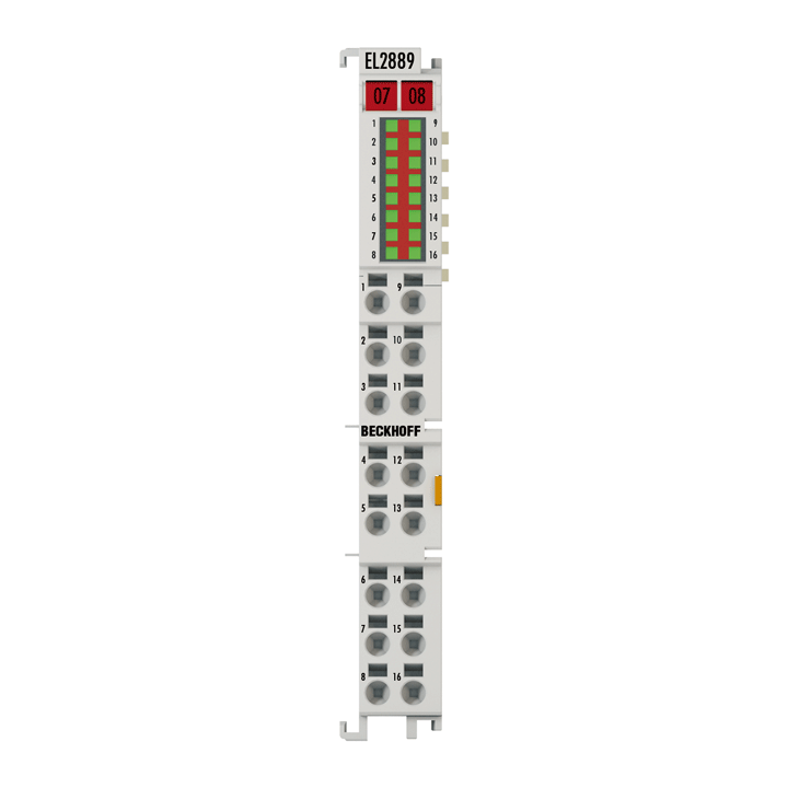 EL2889 | EtherCAT Terminal, 16-channel digital output, 24 V DC, 0.5 A, ground switching