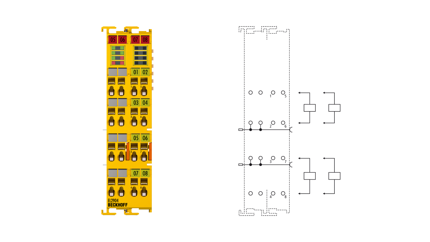 EL2904 | EtherCAT Terminal, 4-channel digital output, 24 V DC, 0.5 A, TwinSAFE