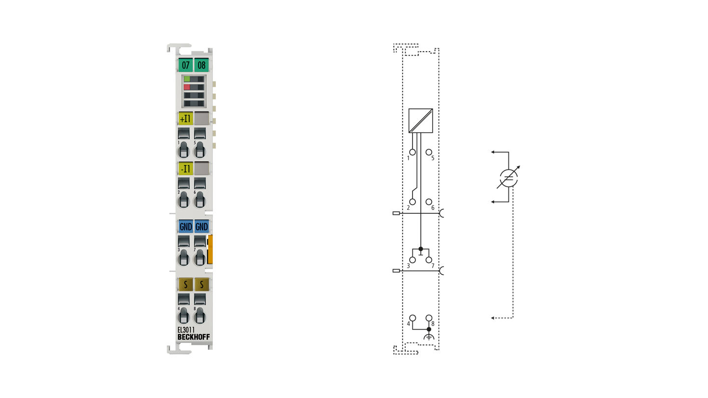 EL3011 | EtherCAT-Klemme, 1-Kanal-Analog-Eingang, Strom, 0…20 mA, 12 Bit, differentiell