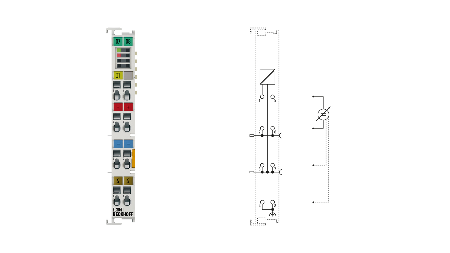 EL3041 | EtherCAT Terminal, 1-channel analog input, current, 0…20 mA, 12 bit, single-ended