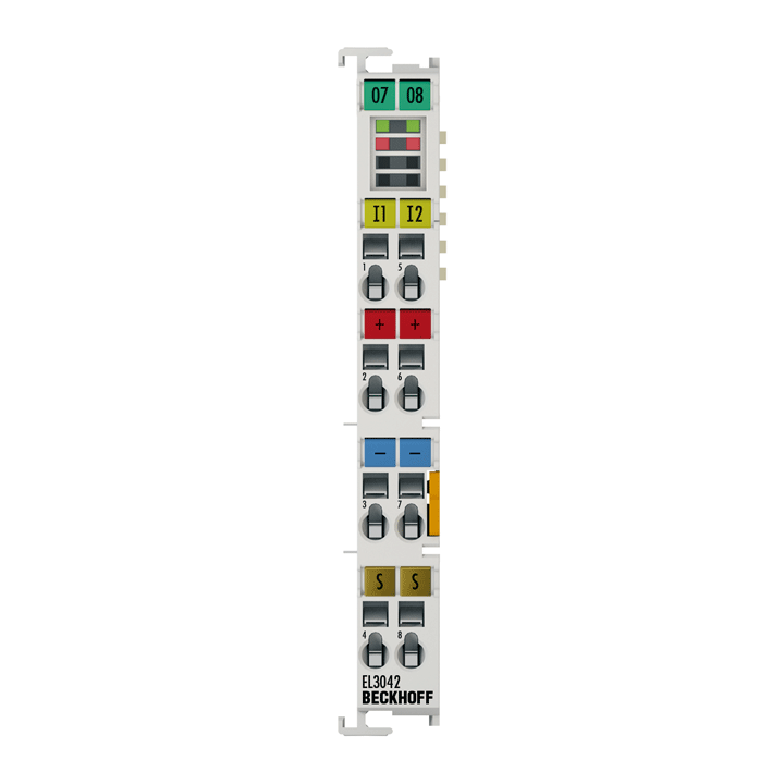 EL3042 | EtherCAT 端子模块，2 通道模拟量输入，0…20 mA，12 位，单端