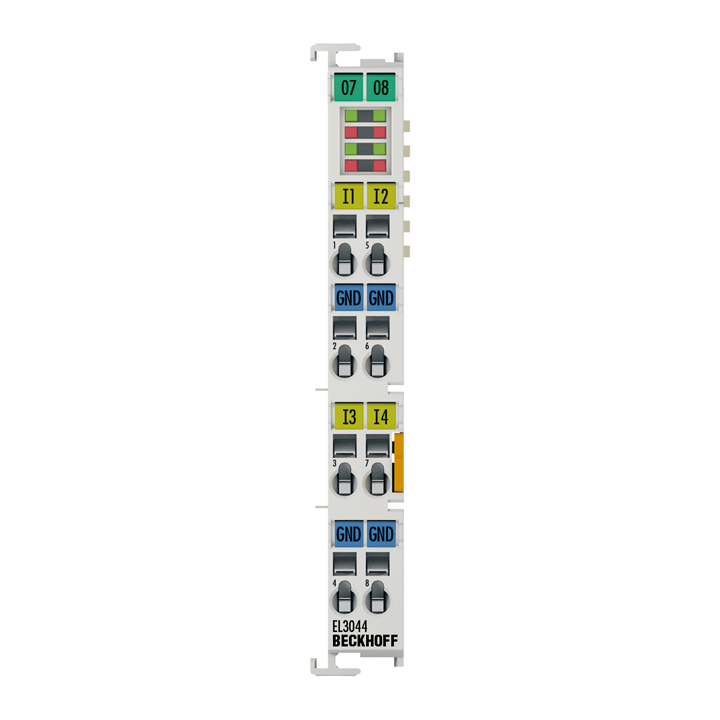 EL3044 | EtherCAT Terminal, 4-channel analog input, current, 0…20 mA, 12 bit, single-ended