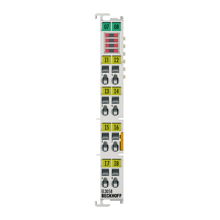 EL3058 | EtherCAT 端子模块，8 通道模拟量输入，4…20 mA，12 位，单端