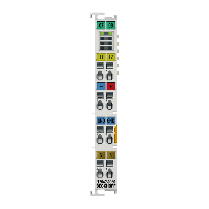 EL3062-0030 | EtherCAT-Klemme, 2-Kanal-Analog-Eingang, Spannung, 0…30 V, 12 Bit, single-ended