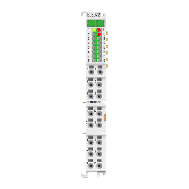 EL3072 | EtherCAT-Klemme, 2-Kanal-Analog-Eingang, Multifunktion, ±10 V, ±20 mA, 12 Bit