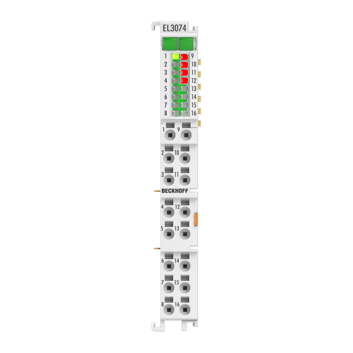 EL3074 | EtherCAT-Klemme, 4-Kanal-Analog-Eingang, Multifunktion, ±10 V, ±20 mA, 12 Bit