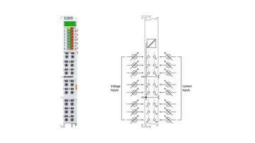 EL3078 | EtherCAT-Klemme, 8-Kanal-Analog-Eingang, Multifunktion, ±10 V, ±20 mA, 16 Bit, single-ended, 2 kSps